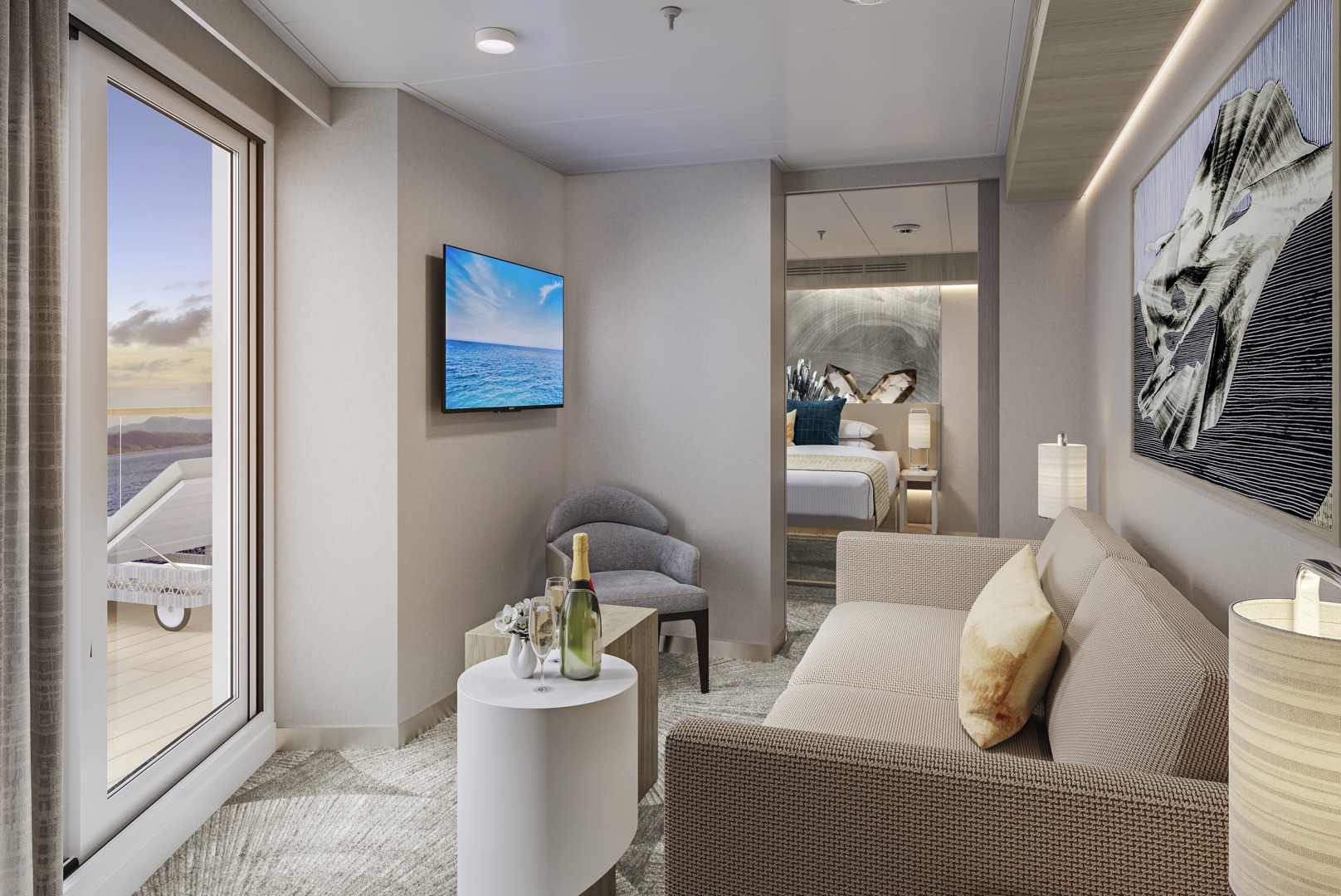 Forward-Facing Suite with Master Bedroom & Large Balcony