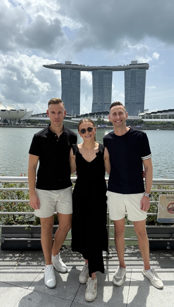 Sam, Lucy and Dan with the Marina Bay Sands