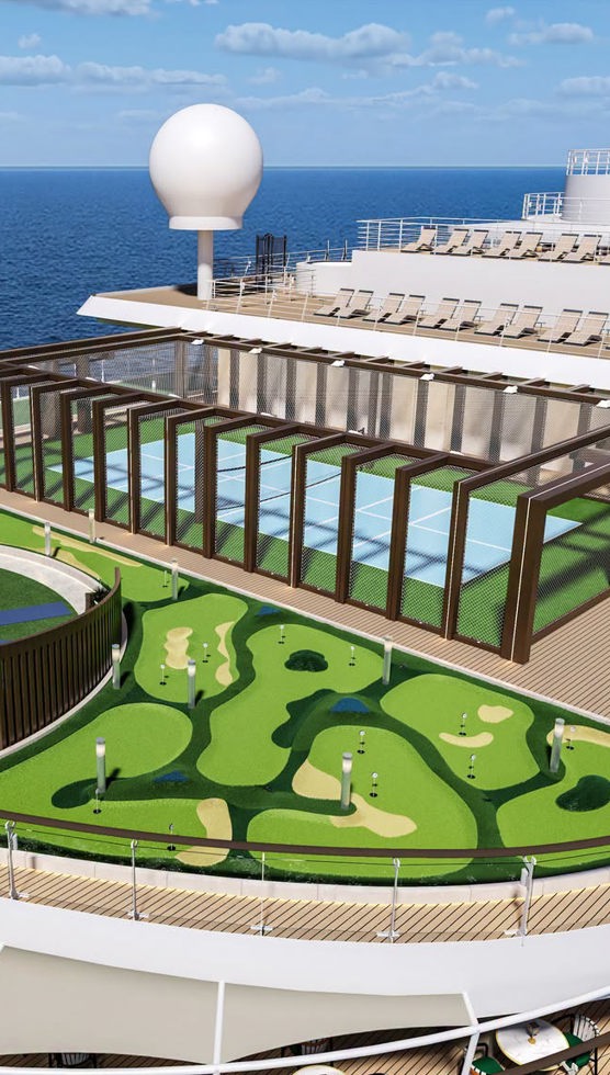 Lawn and pickle board court at Solara Sports Deck
