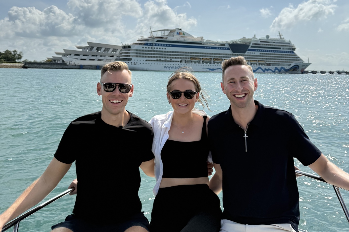 Sam, Lucy and Dan Onboard a Speedboat