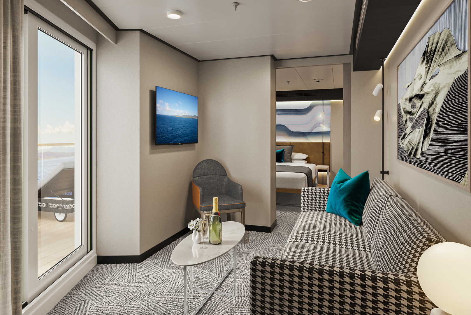 Forward-Facing Suite with Master Bedroom & Large Balcony