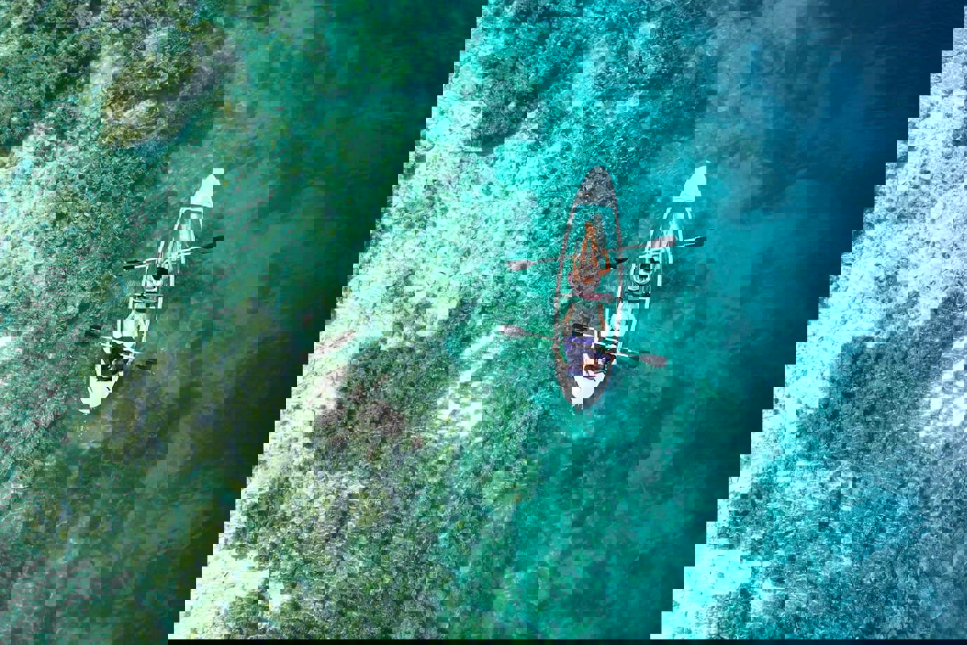 Glass-bottomed boat ride in Maldives