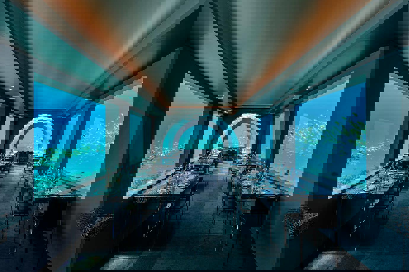 Underwater restaurant in Maldives