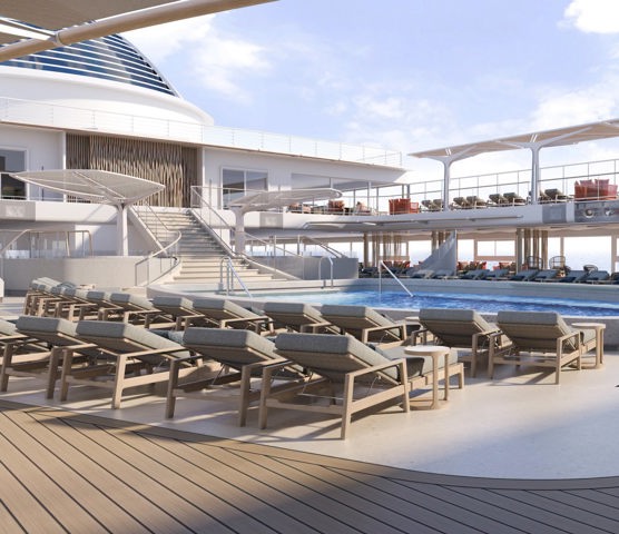 Sun beds in Solara Pool Deck