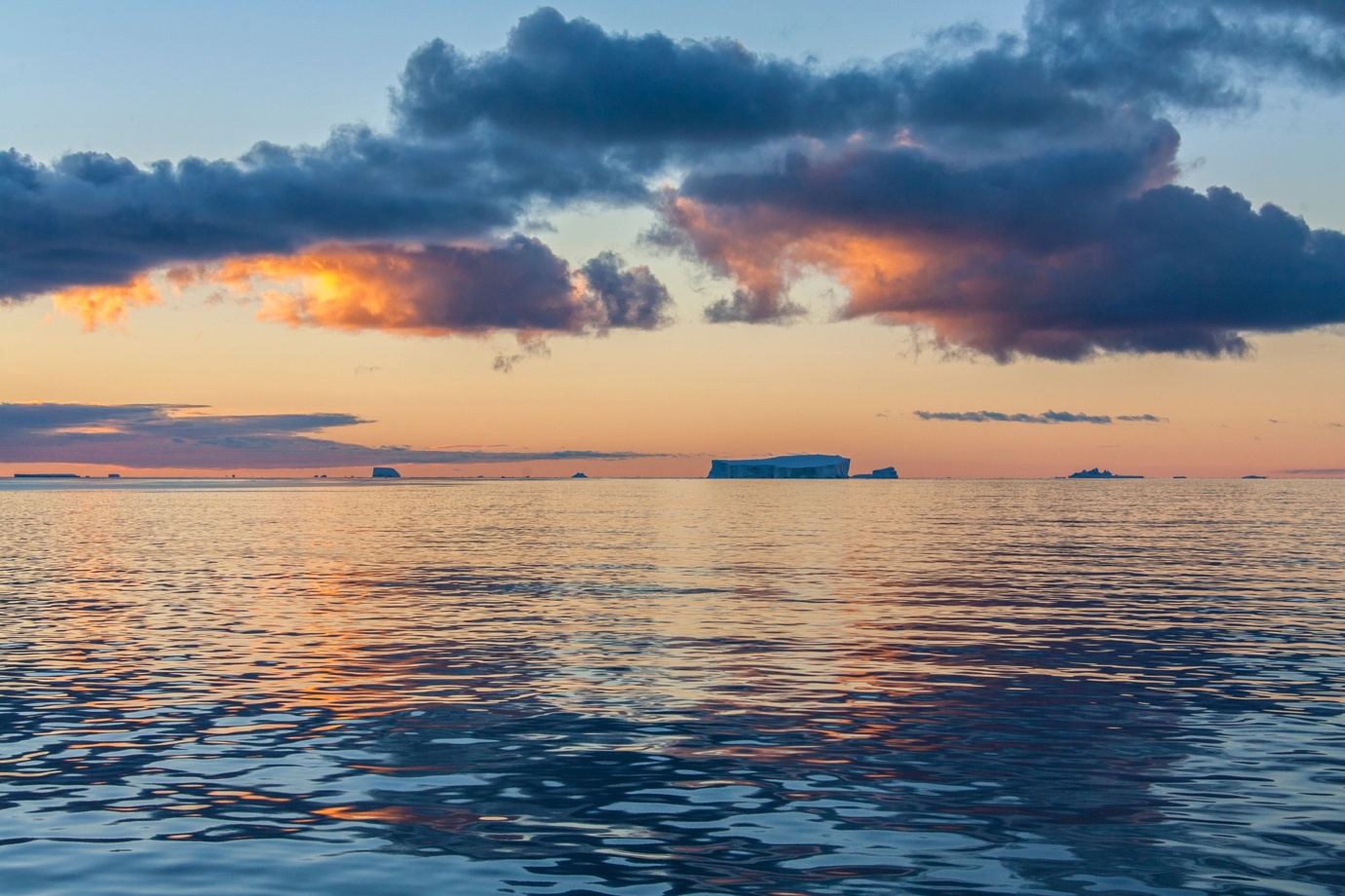 Midnight sun over Drake Passage