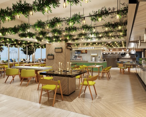 Norwegianprima Indulgefoodhall Seatingarea Starbucks Rendering