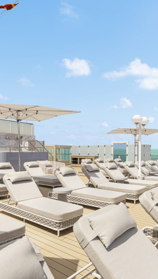 Comfy loungers in Vibe Beach Club