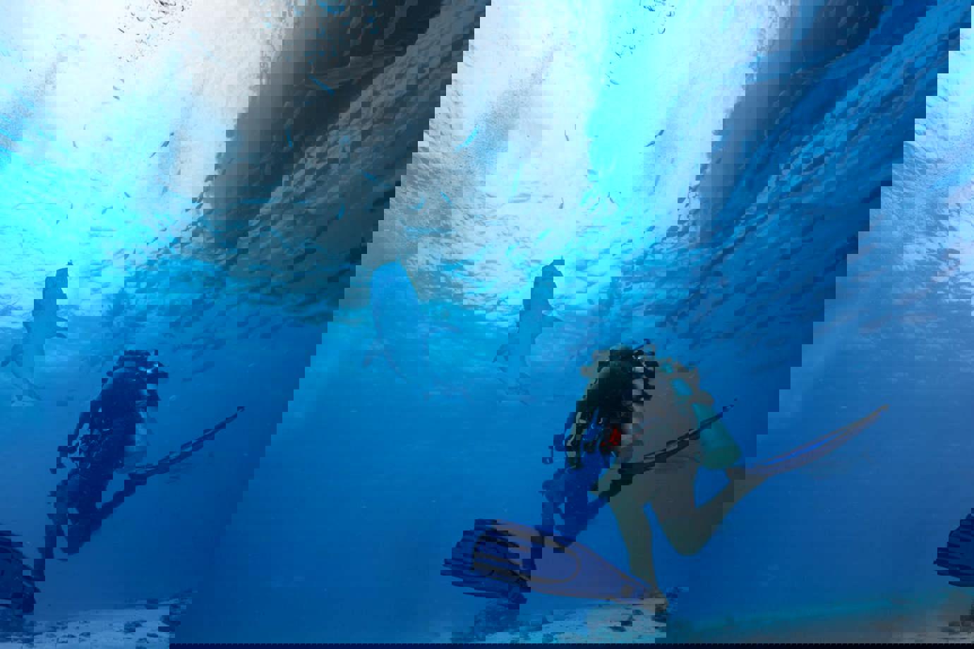 Diving with a shark in Maldives