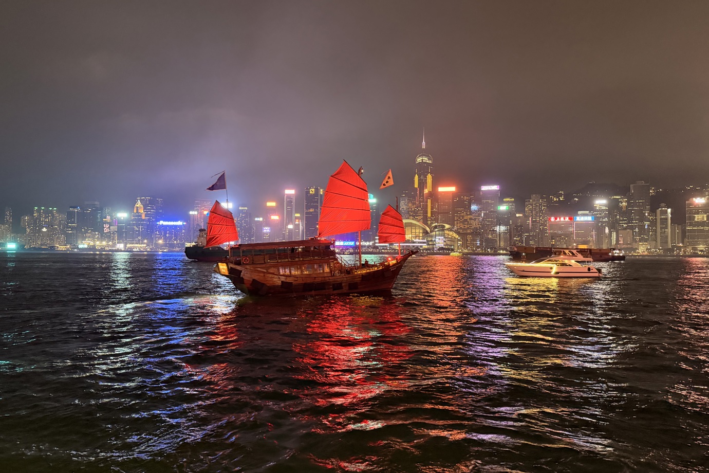 Aqua Luna Junk Boat at Night
