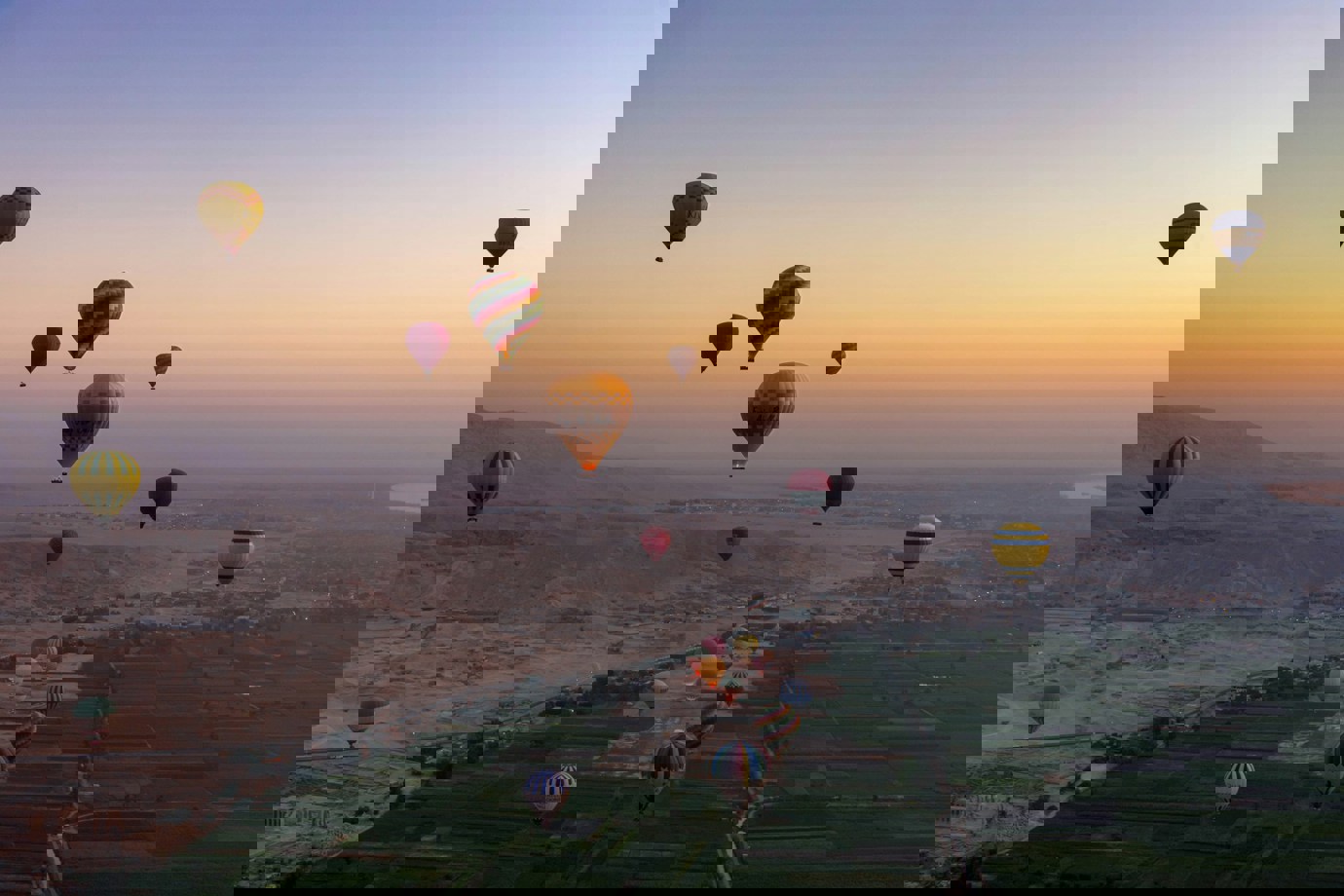 Hot air balloons over the Valley of the Kings